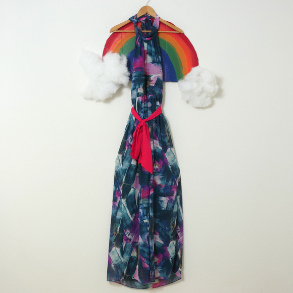 INC International Concepts Dresses & Skirts - INC Halter Floral Gown with Pink Sash